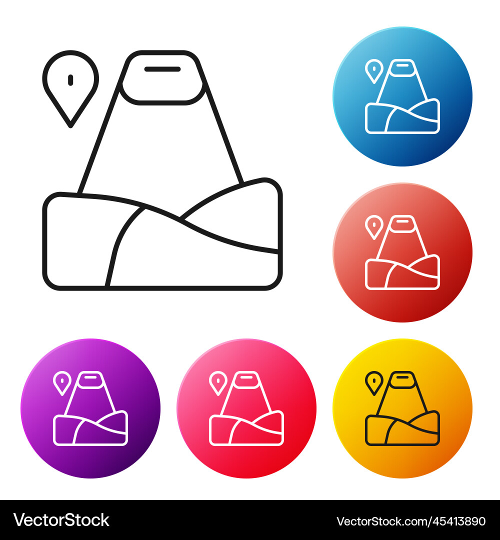 Black line map pointer with mountain icon isolated Black line map pointer with mountain icon isolated vector image