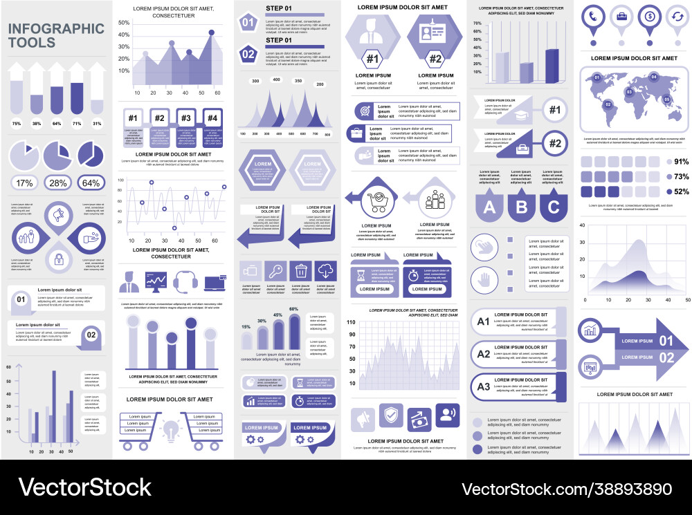 Bundle infographic elements data visualization Bundle infographic elements data visualization vector image