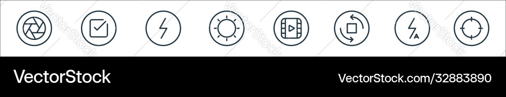 Camera line icons linear set quality vector image