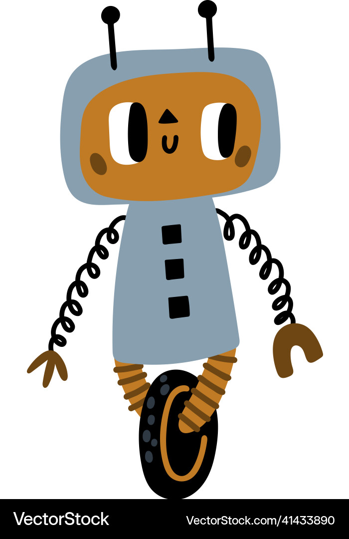 Cute robot funny mechanic android in retro style Cute robot funny mechanic android in retro style vector image