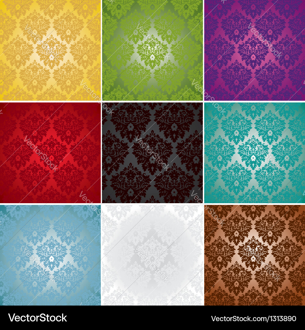 Damask Pattern Collection Vector Image