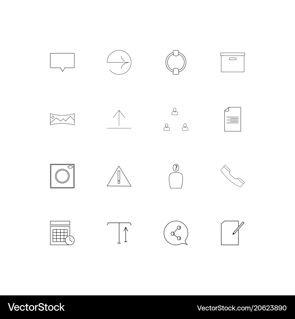 Interface simple linear icons set outlined vector image