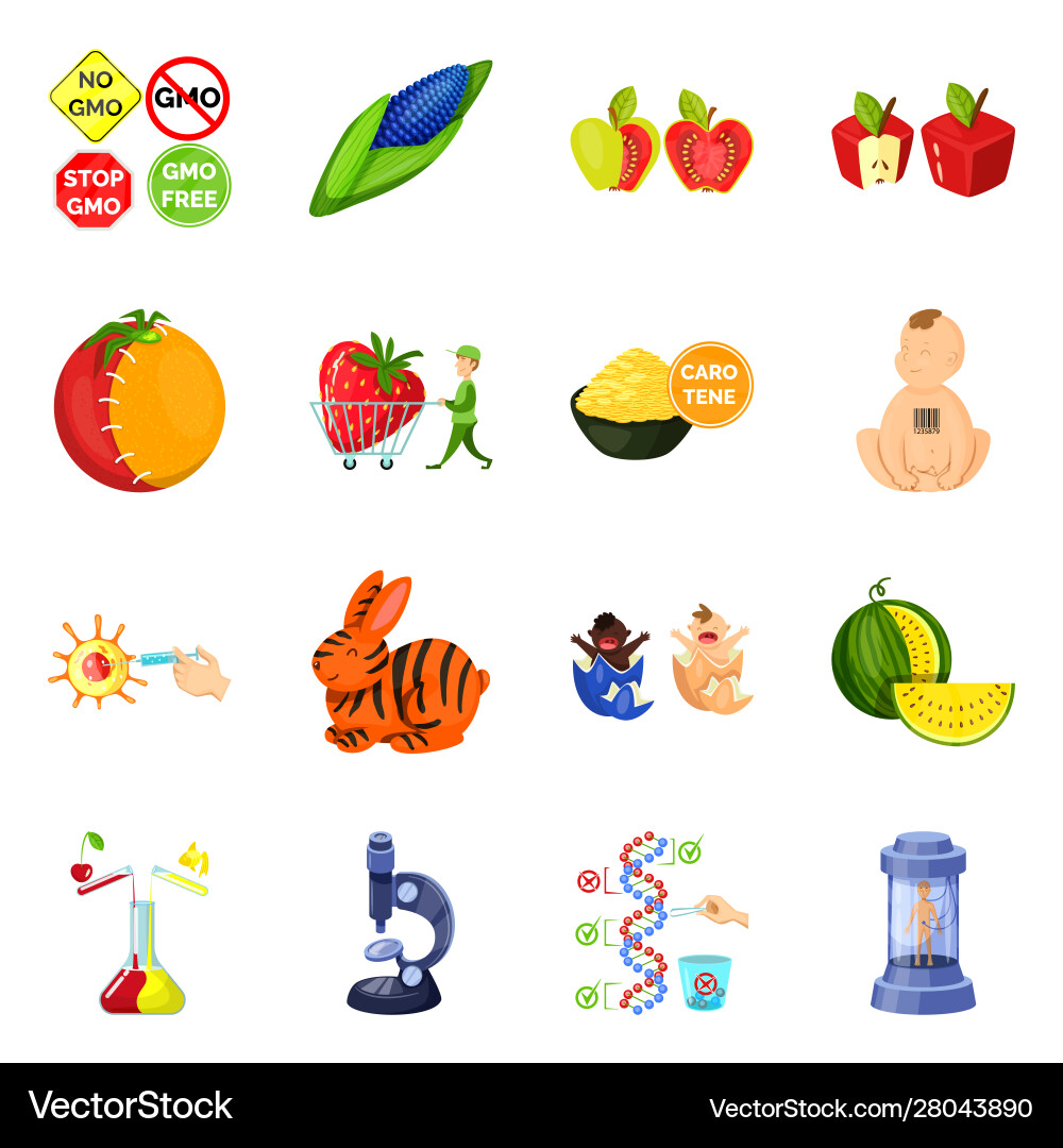 Isolated object modified and genetically logo Isolated object modified and genetically logo Vector Image