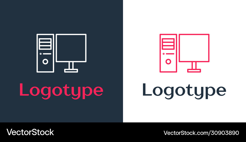 Logotype line computer monitor icon isolated Logotype line computer monitor icon isolated vector image