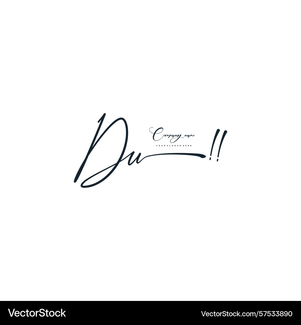 Minimal signature logo design with du initials Minimal signature logo design with du initials Vector Image