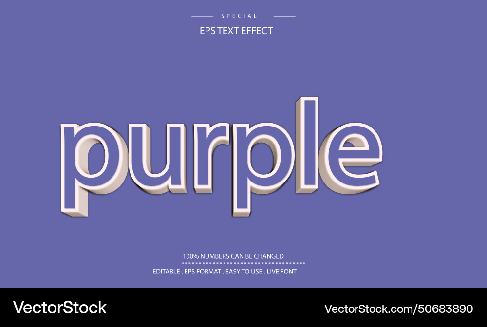 Purple editable 3d text effect with color vector image