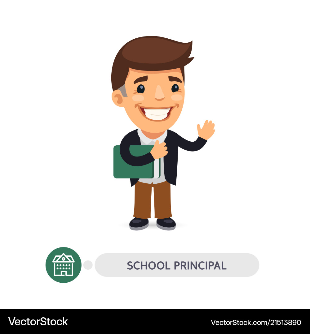 School principal flat cartoon character School principal flat cartoon character vector image
