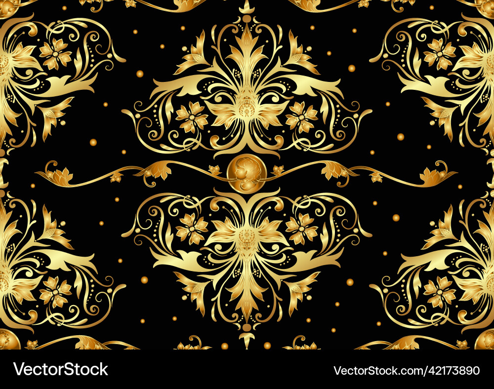 Seamless pattern background in baroque rococo Seamless pattern background in baroque rococo vector image