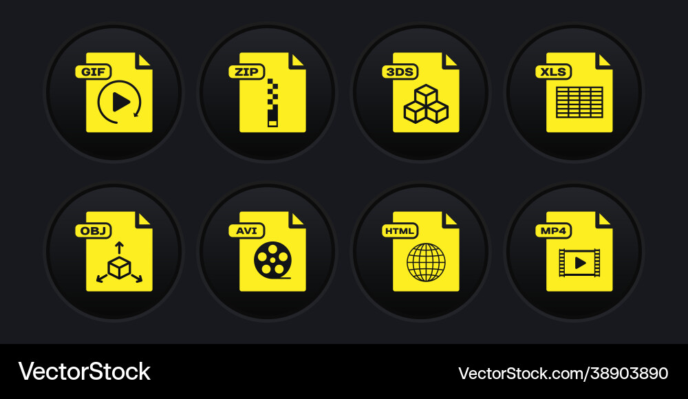 Set obj file document xls avi html 3ds zip Set obj file document xls avi html 3ds zip vector image