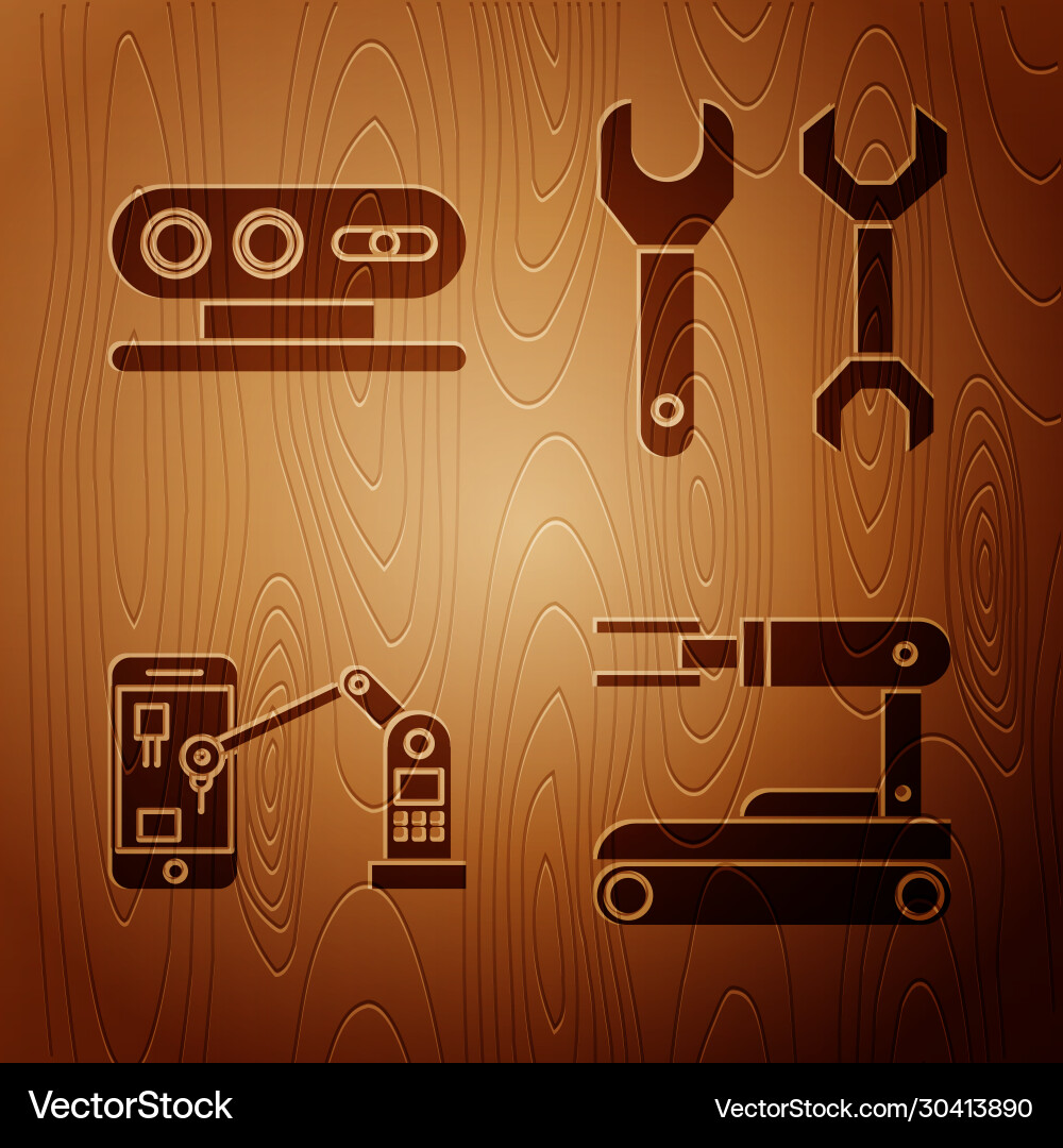 Set robot 3d scanning system industrial machine Set robot 3d scanning system industrial machine vector image