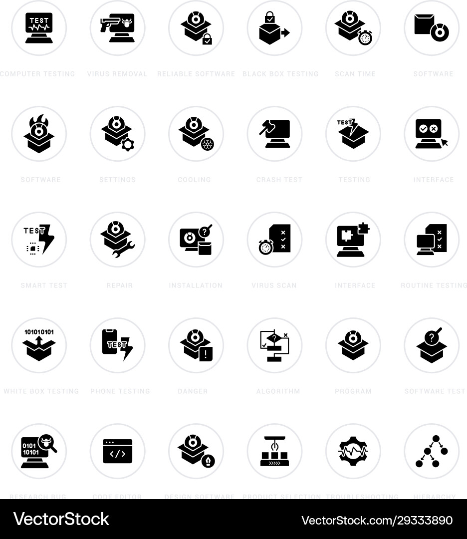 Set simple icons software testing Set simple icons software testing vector image