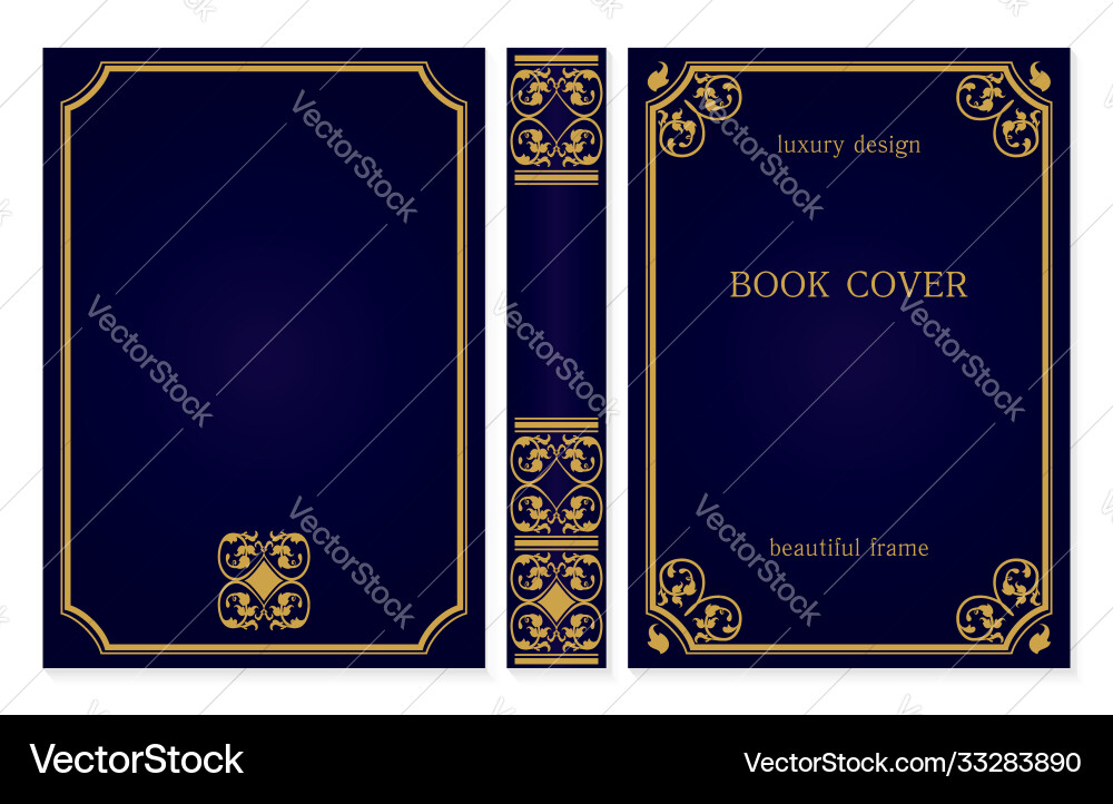 Standard book cover and spine design old retro Standard book cover and spine design old retro vector image