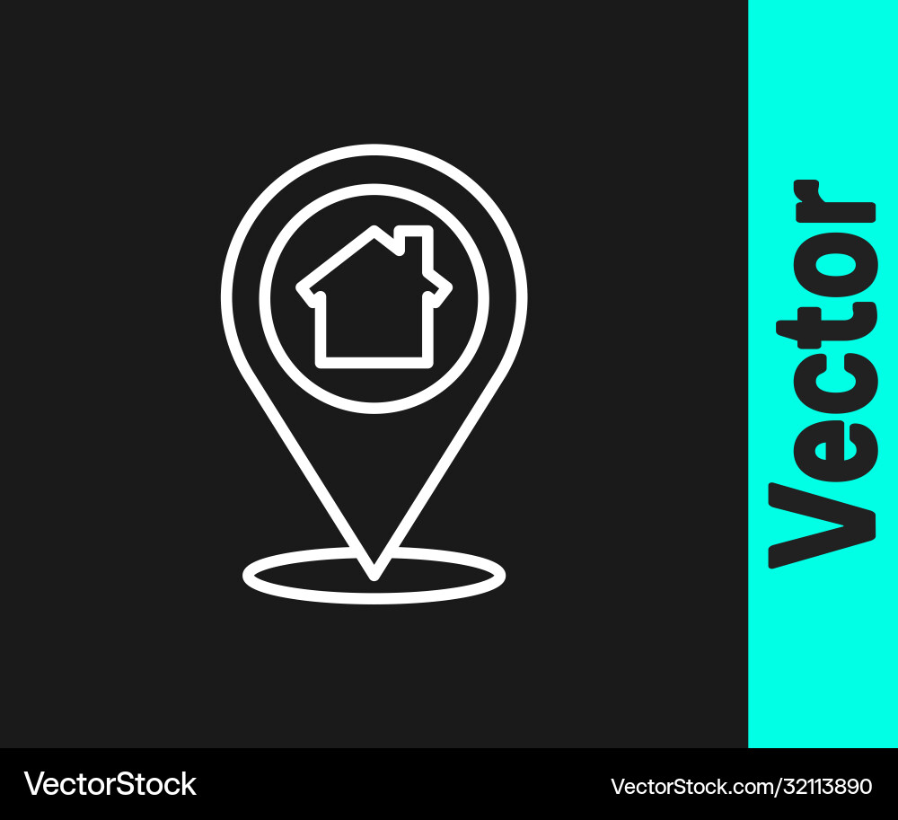 White line map pointer with house icon isolated White line map pointer with house icon isolated vector image