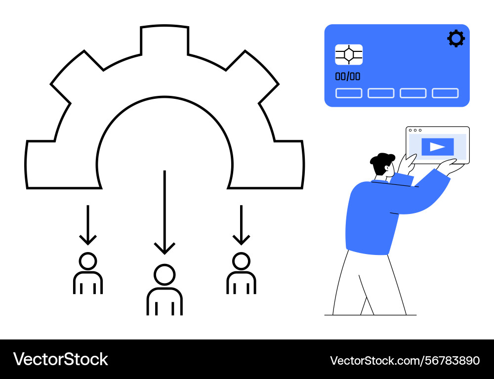 Workflow automation with gear diagram user Workflow automation with gear diagram user vector image