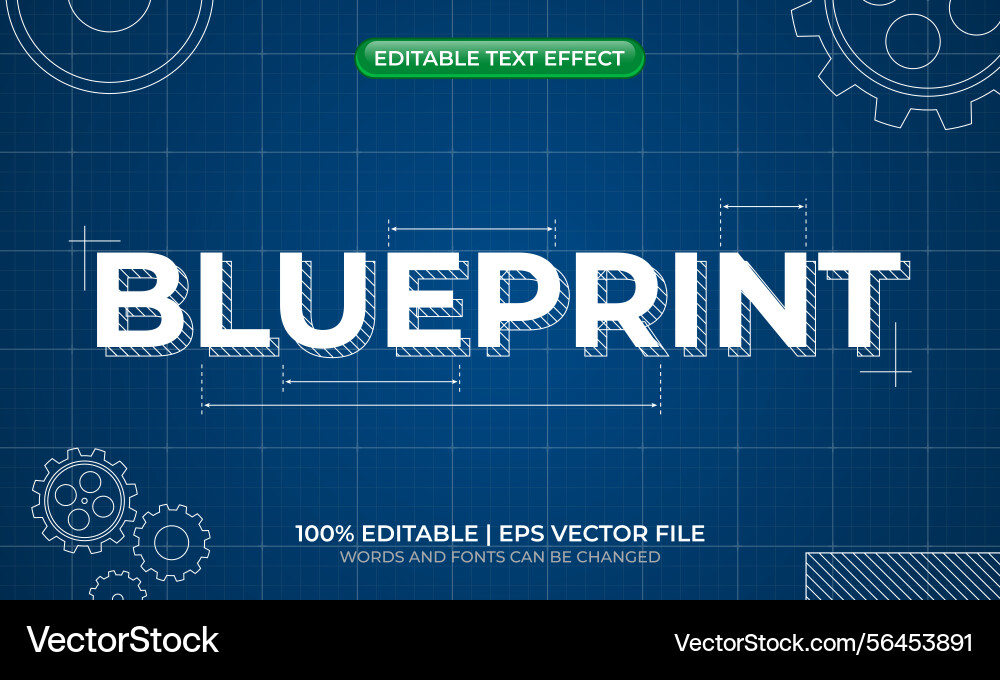 Blueprint text effect sketch paper Blueprint text effect sketch paper vector image