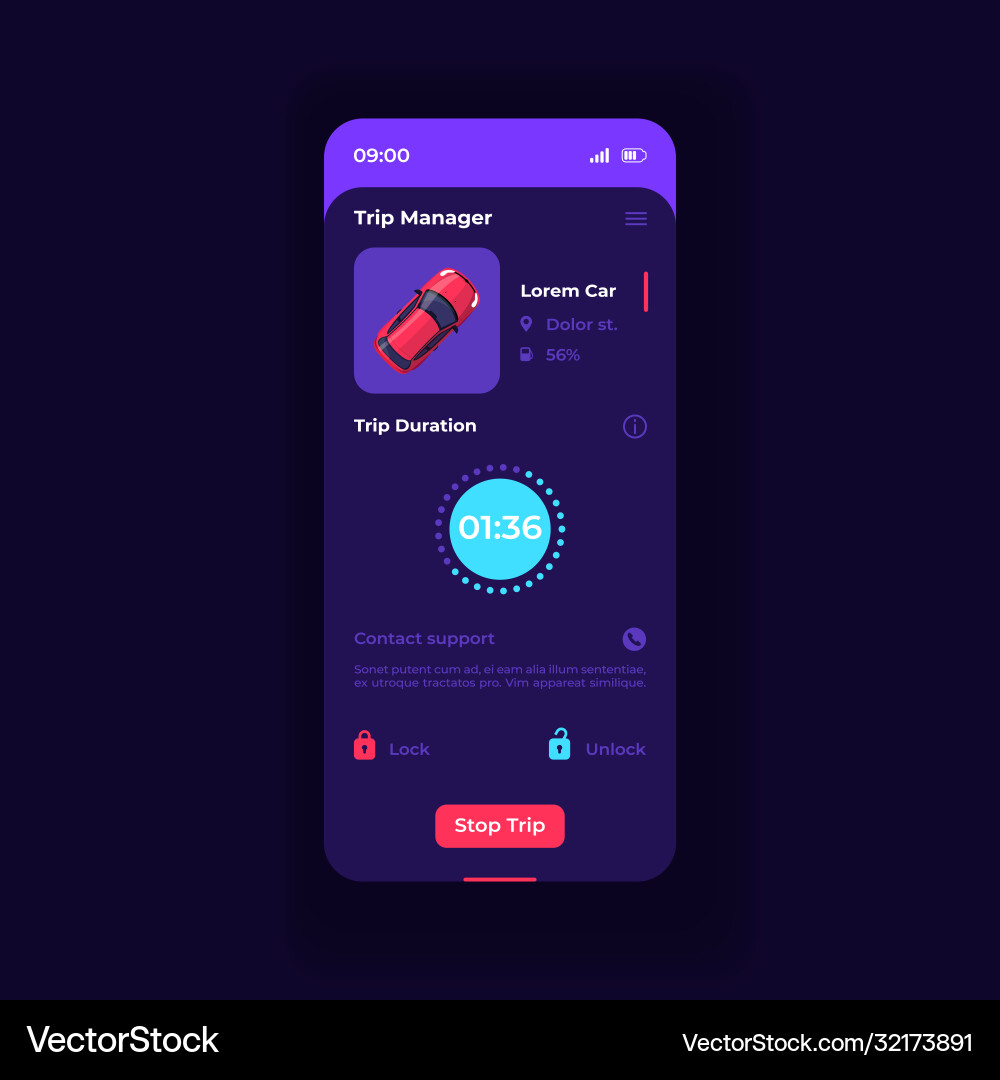 Carsharing smartphone interface template Vector Image