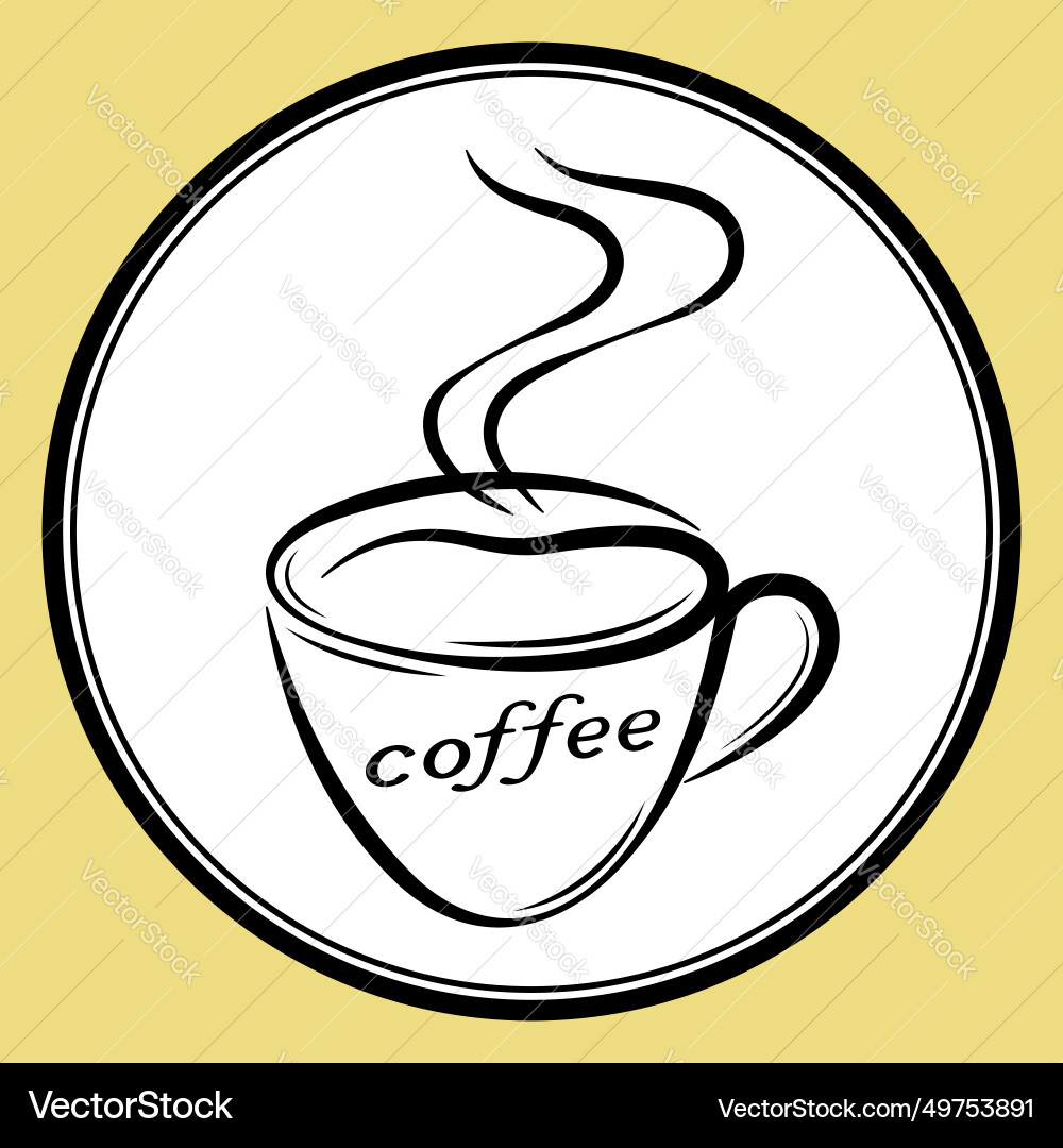 Coffee cup outline in a circle sign Coffee cup outline in a circle sign vector image