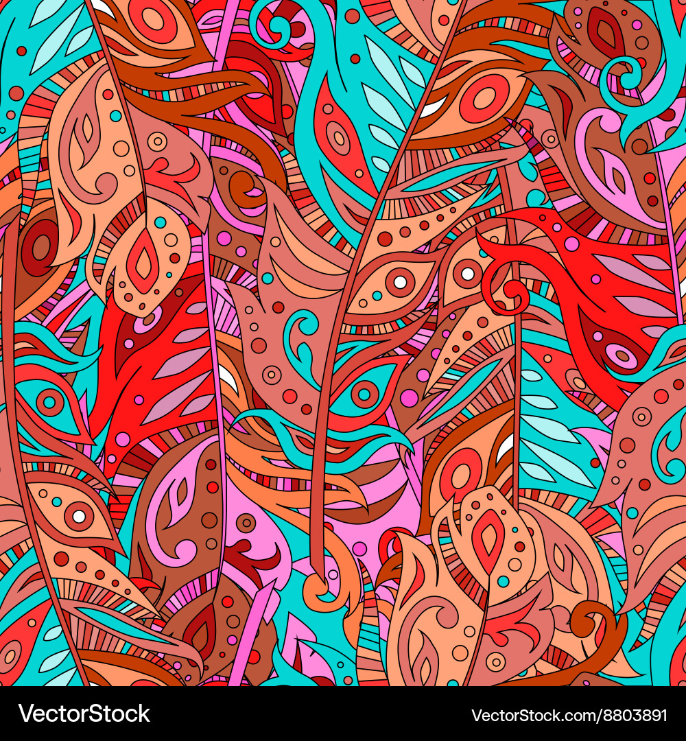 Colorful Feather Seamless Pattern Vector Image