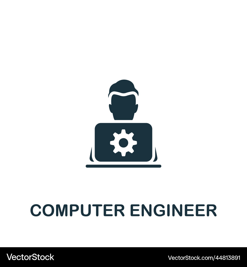Computer engineer icon monochrome simple project Computer engineer icon monochrome simple project vector image