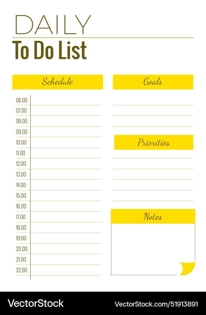 Daily to do list template with space for text Vector Image