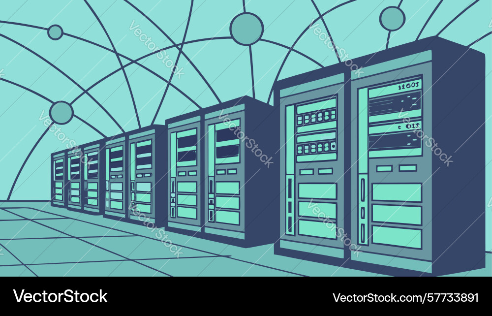 Data server room network infrastructure art vector image