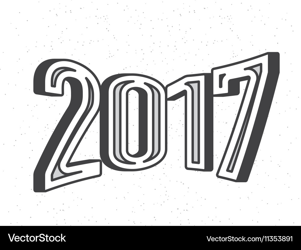 Element 2017 number in 3d text vector image