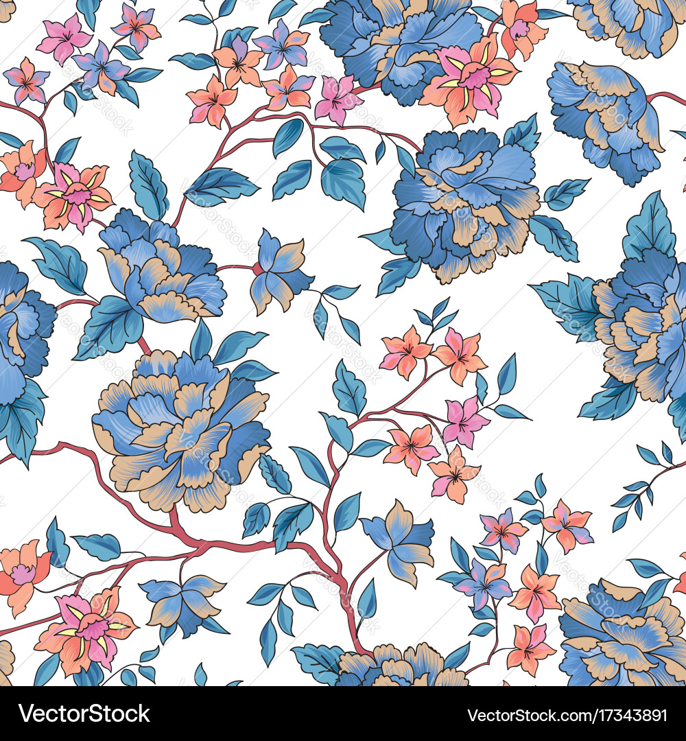 Floral seamless pattern garden flower background Vector Image