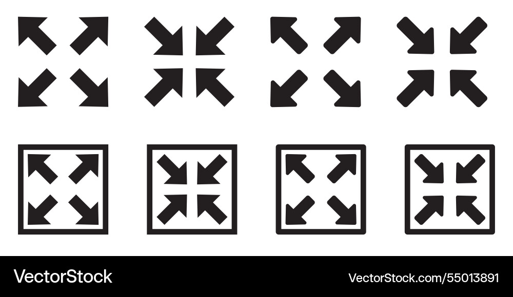 Full screen and exit icon set Full screen and exit icon set Vector Image