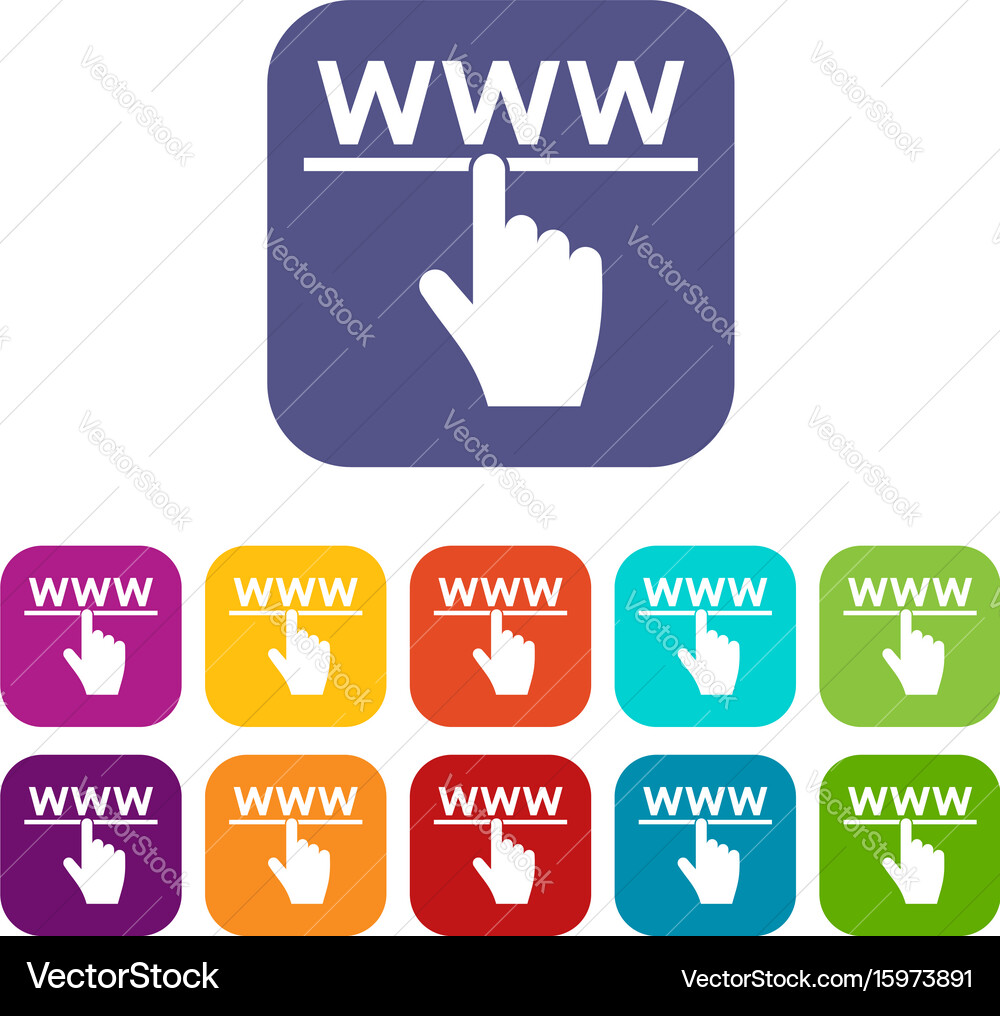 Hand cursor and website icons set vector image