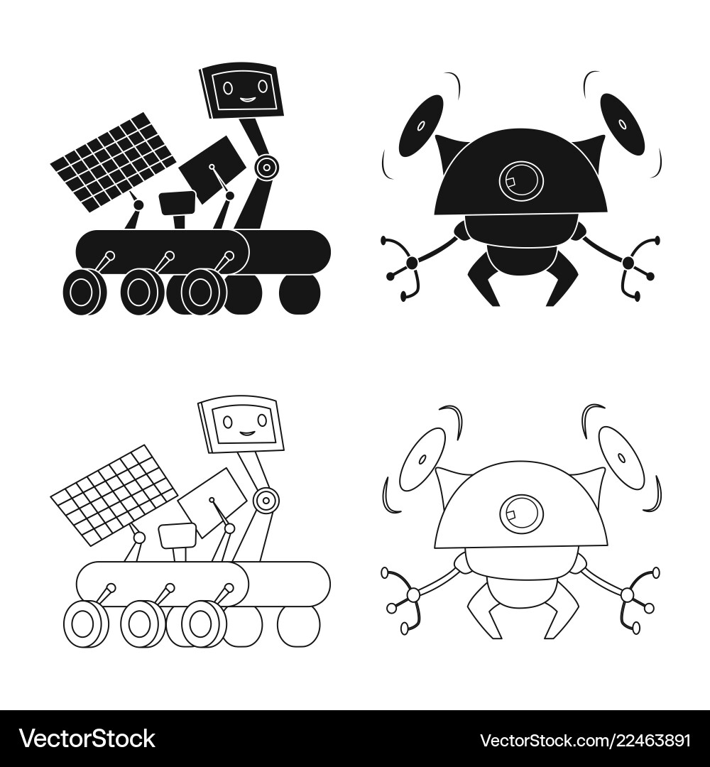 Isoliertes Objekt von Roboter und Fabrikzeichensatz Isoliertes Objekt von Roboter und Fabrikzeichensatz vektorbild