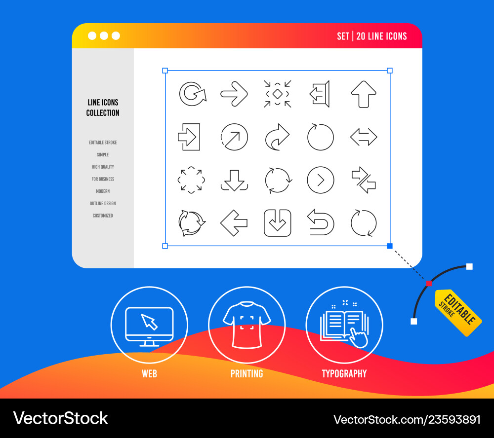 Linear arrow icons download synchronize Linear arrow icons download synchronize vector image