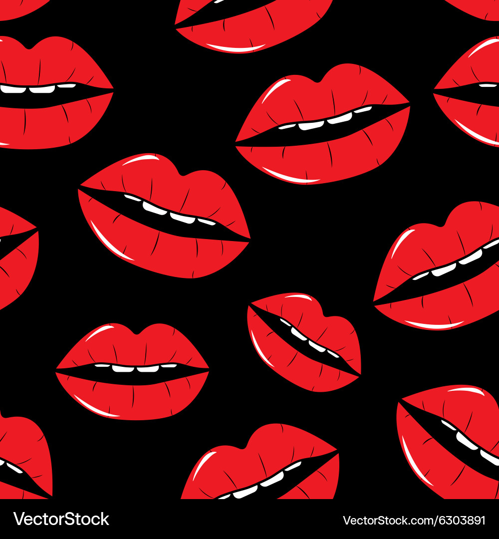 Lips seamless pattern background in pop art style vector image