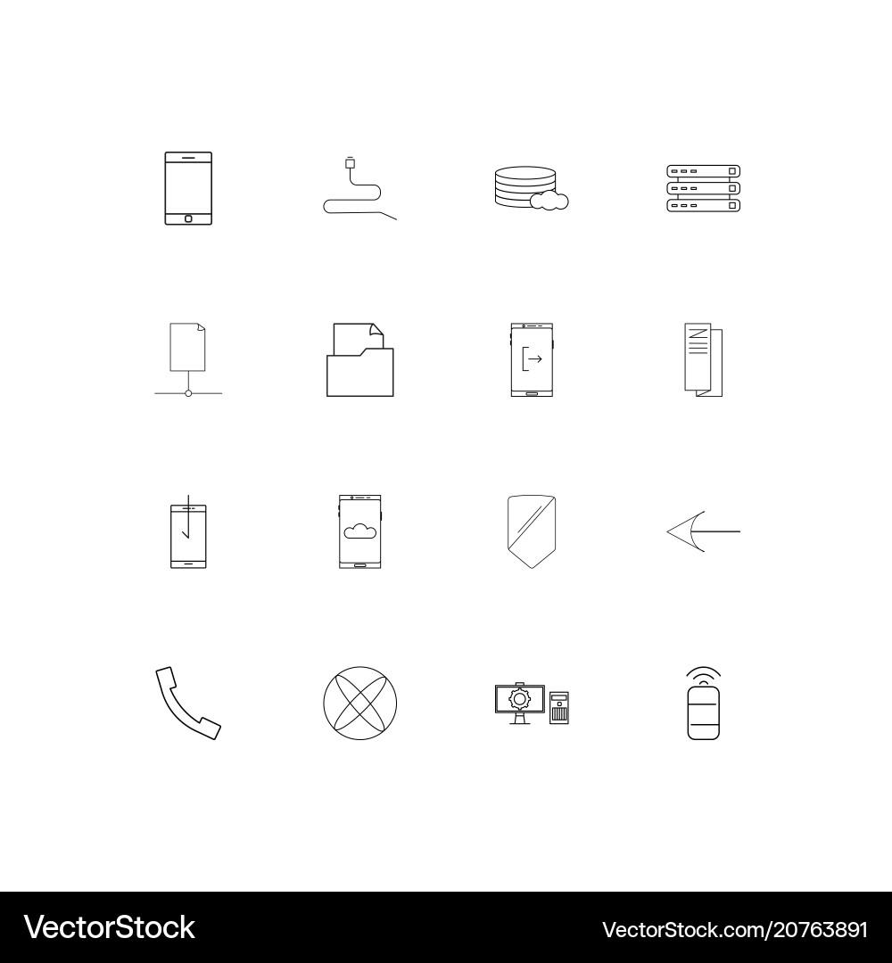 Network and database linear thin icons set Vector Image