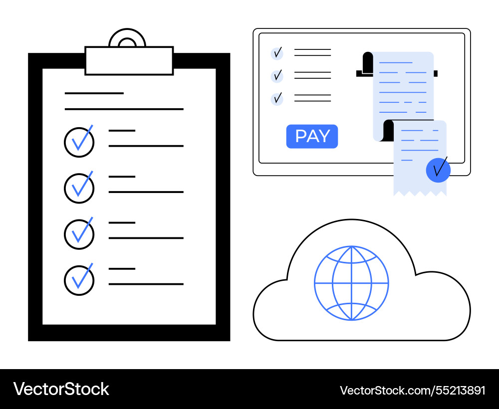 Online payment and task management visualization Vector Image