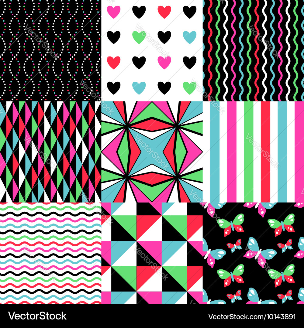 Pop Art Pattern Set vector image