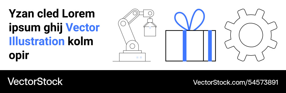 Robotic arm lifting object present with bow Robotic arm lifting object present with bow vector image