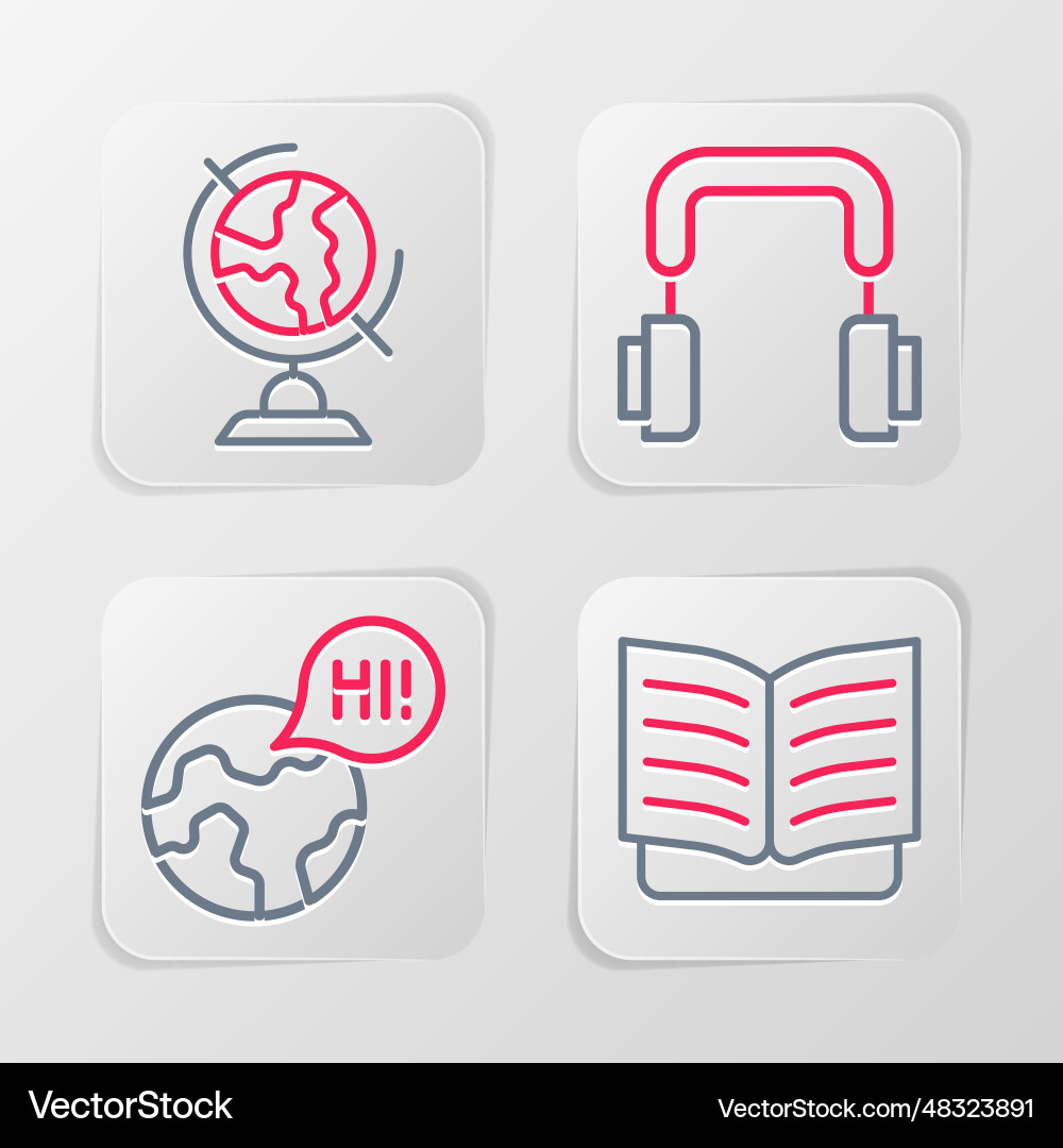 Set line open book learning foreign languages Set line open book learning foreign languages Vector Image