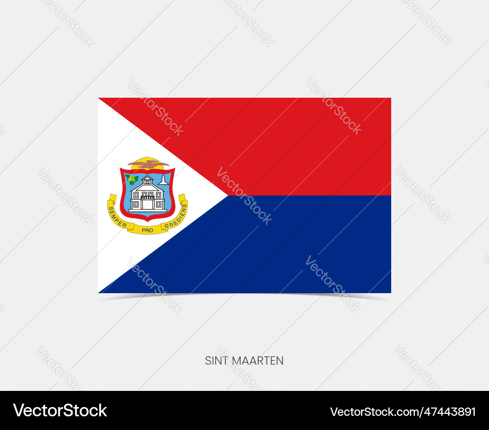 Sint maarten rectangle flag icon with shadow Vector Image