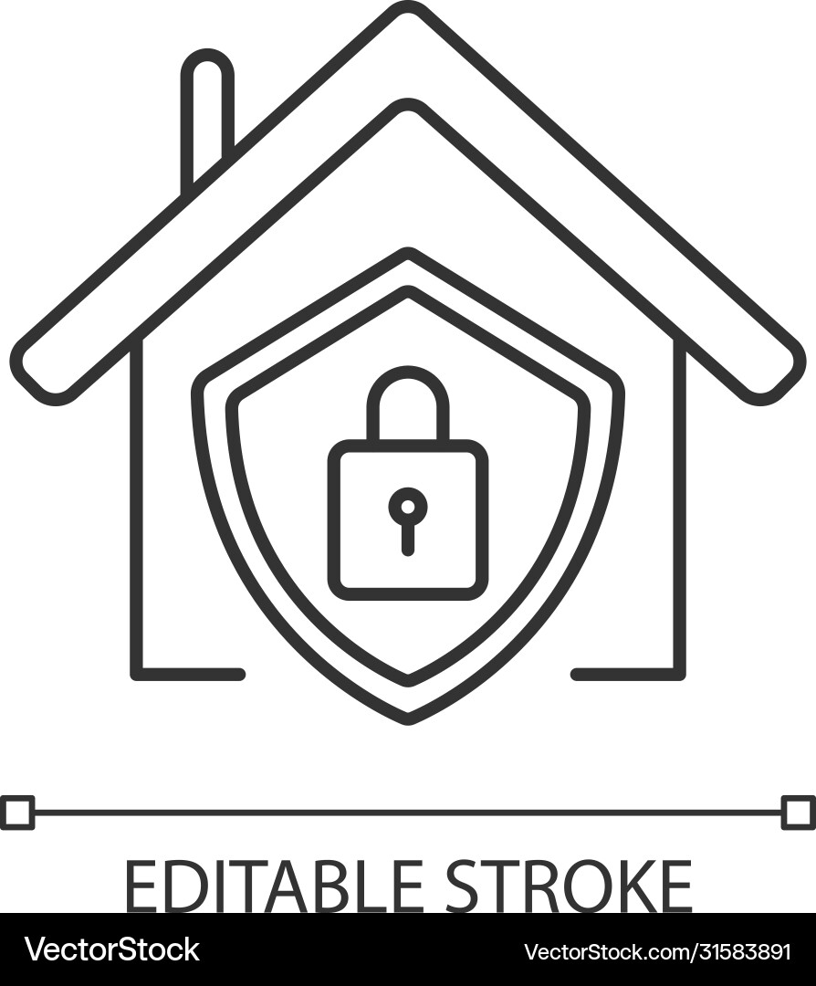 Smart home security system pixel perfect linear vector image