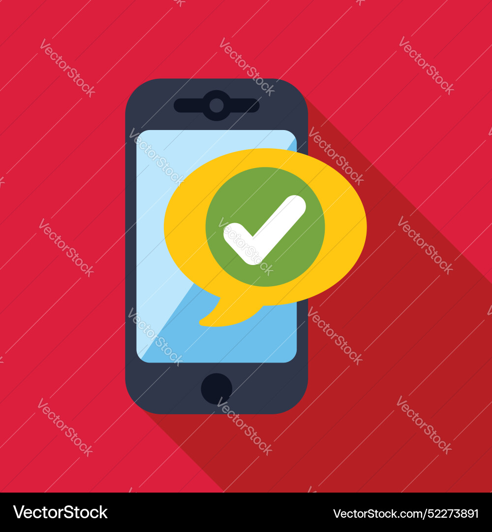 Smartphone showing validation check mark inside Smartphone showing validation check mark inside vector image