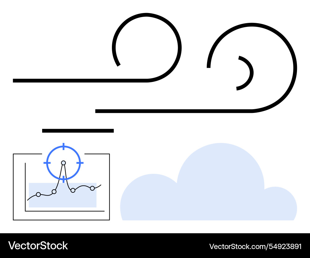 Weather patterns with wind lines cloud Weather patterns with wind lines cloud vector image