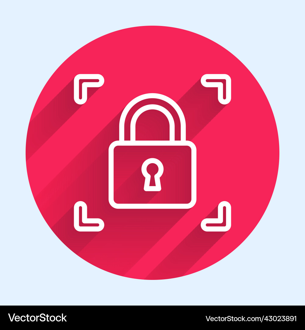 White line fingerprint with lock icon isolated White line fingerprint with lock icon isolated vector image