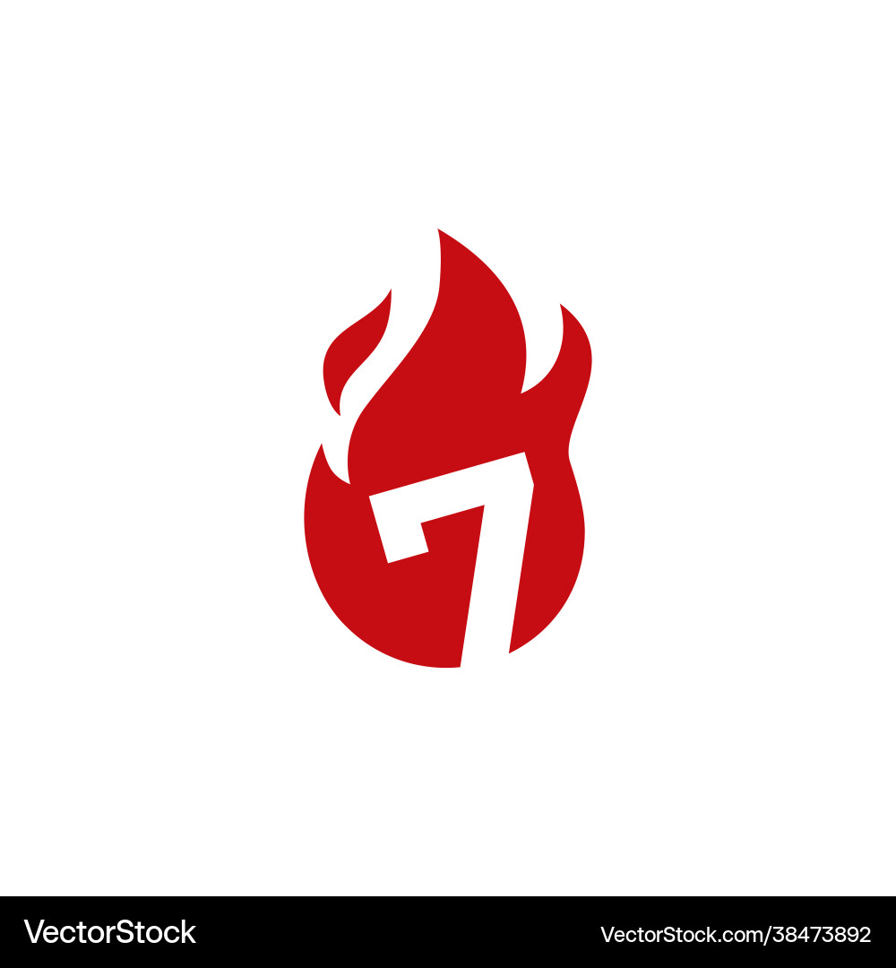 7 seven number fire flame logo icon Vector Image