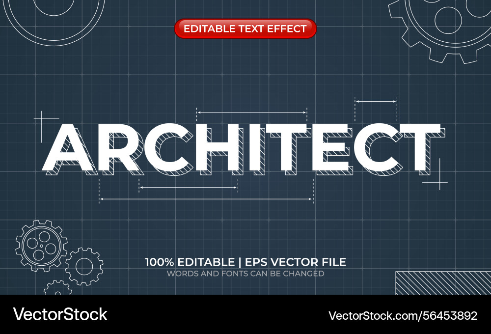 Architect text effect sketch paper blueprint text Architect text effect sketch paper blueprint text vector image