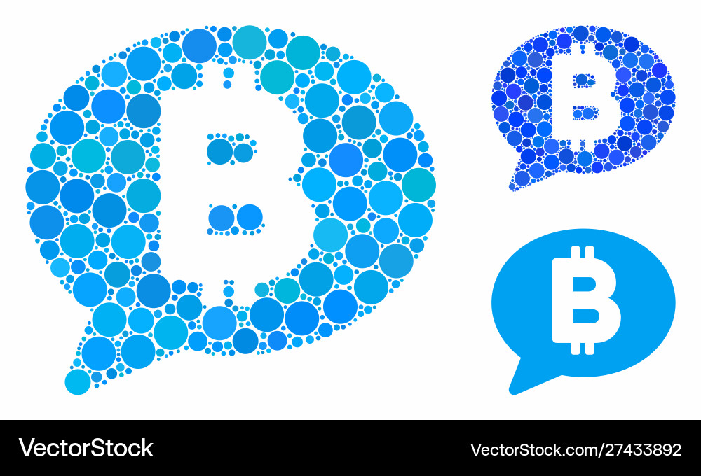 Bitcoin message mosaic icon circle dots Vector Image