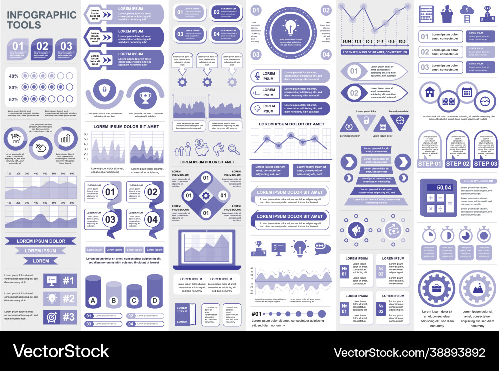 Bundle infographic elements data visualization vector image
