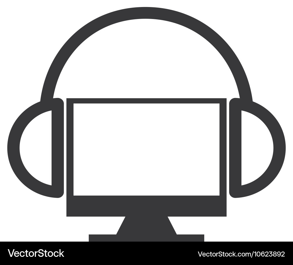 Computer mit Knopf-Audiomenü überwachen vektorbild