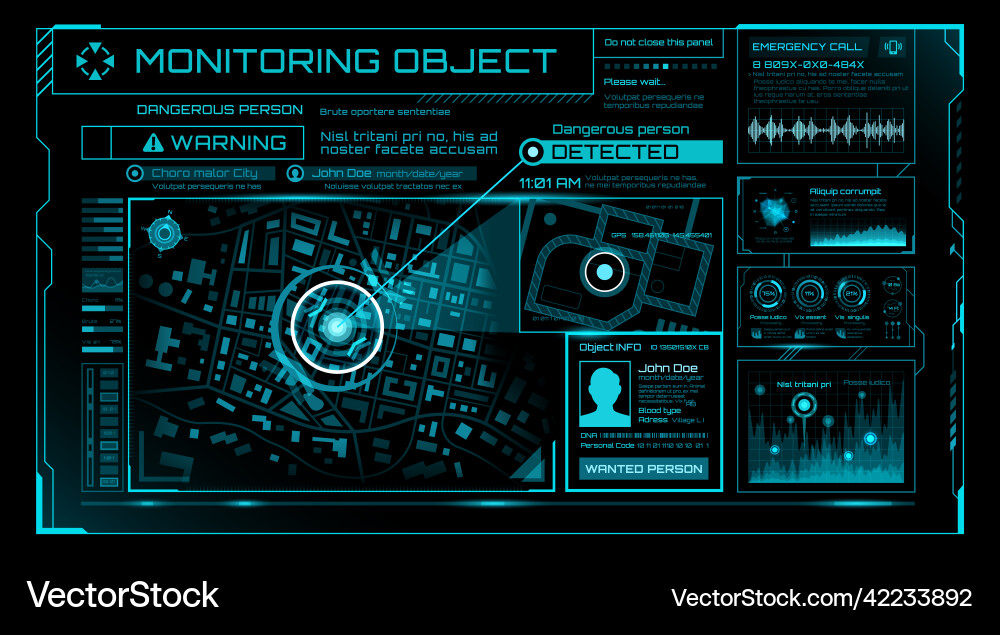 Cybersecurity Monitoring Interface Vector Image