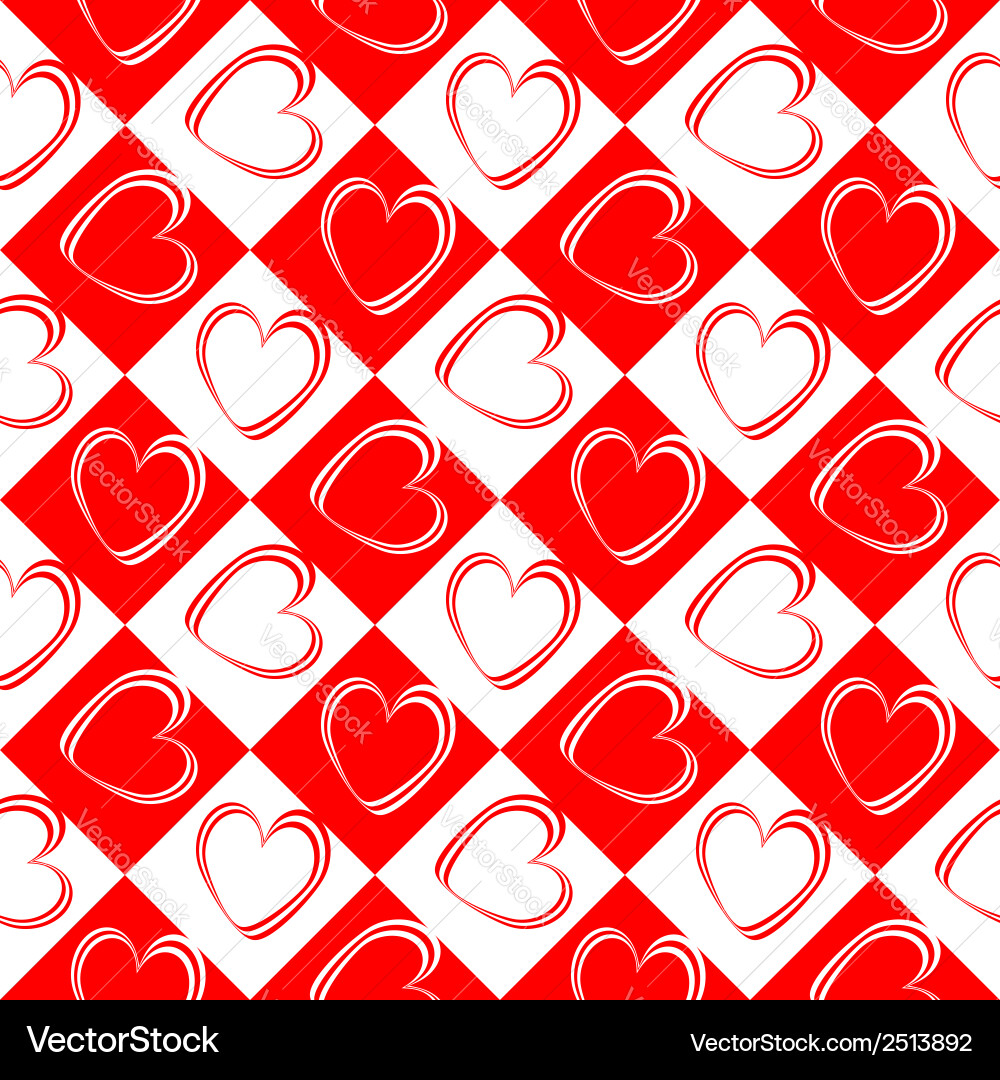 Design seamless red hearts pattern vector image