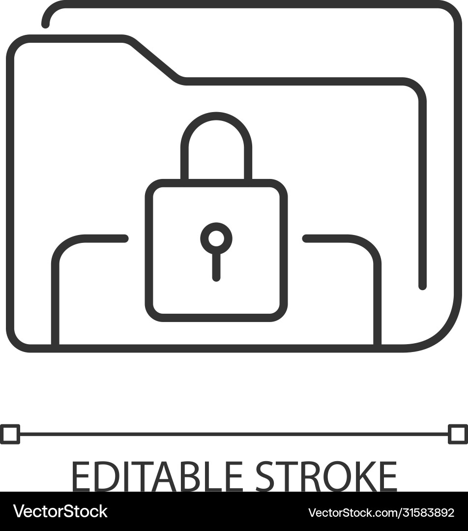 Documents security pixel perfect linear icon Documents security pixel perfect linear icon vector image